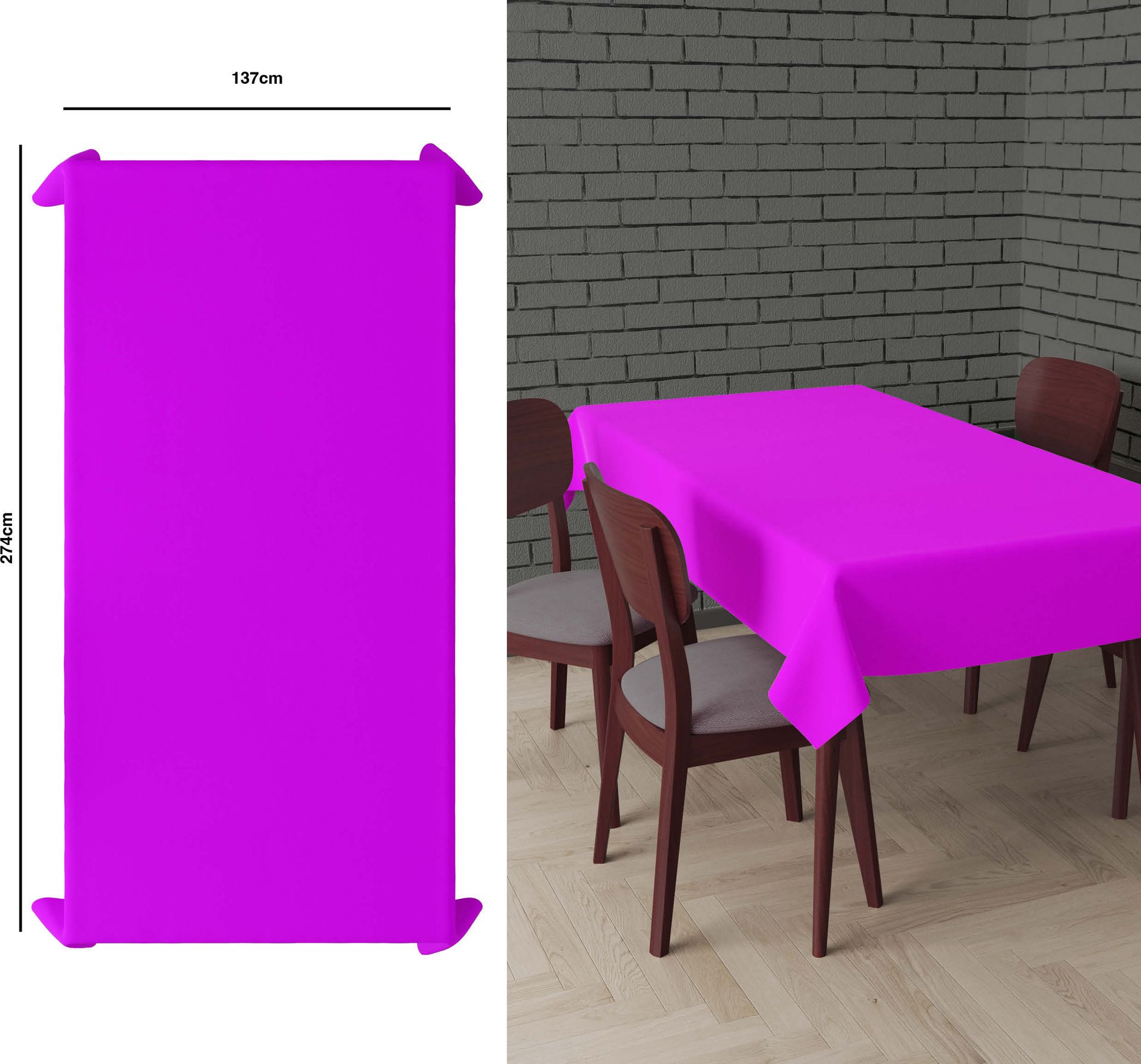 Tafelkleed neon fuchsia 137 x 274 cm