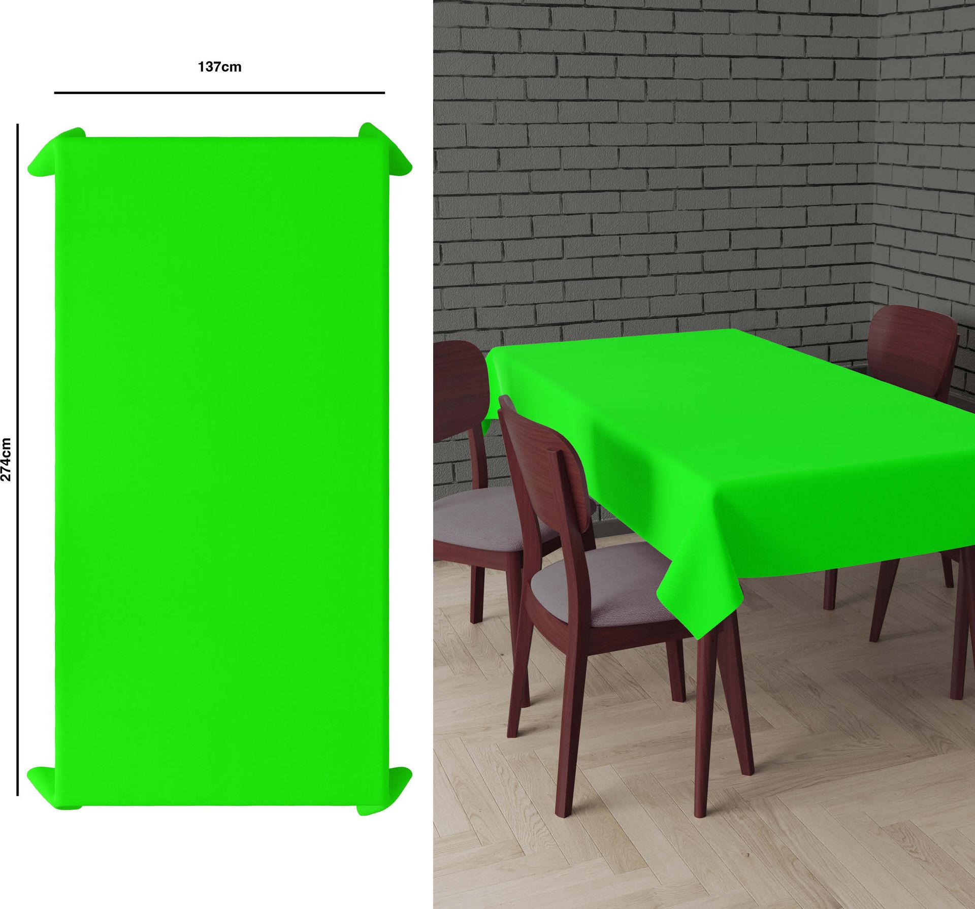 Tafelkleed neon groen 137 x 274 cm