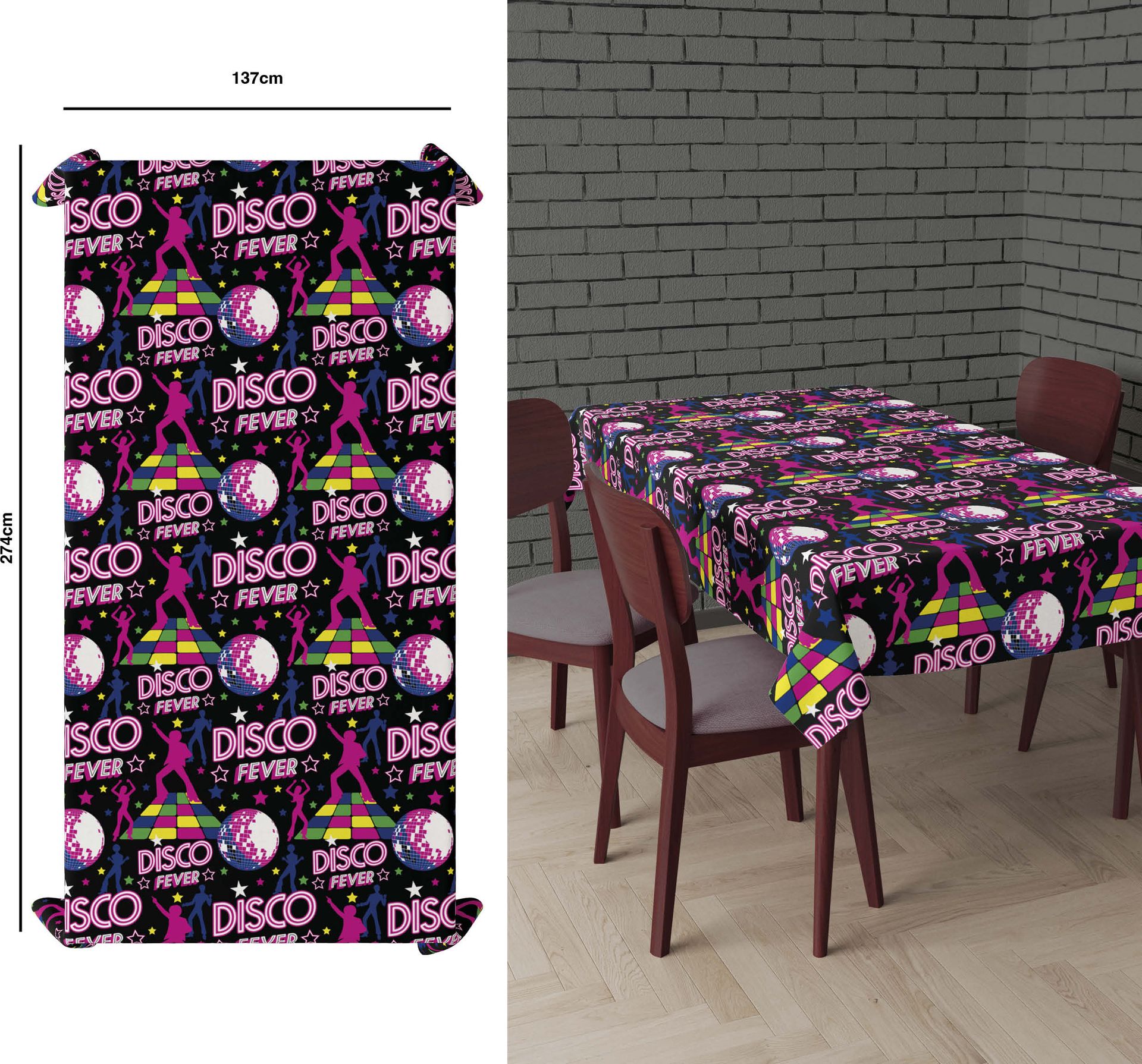 Tafelkleed retro disco 137 x 274 cm