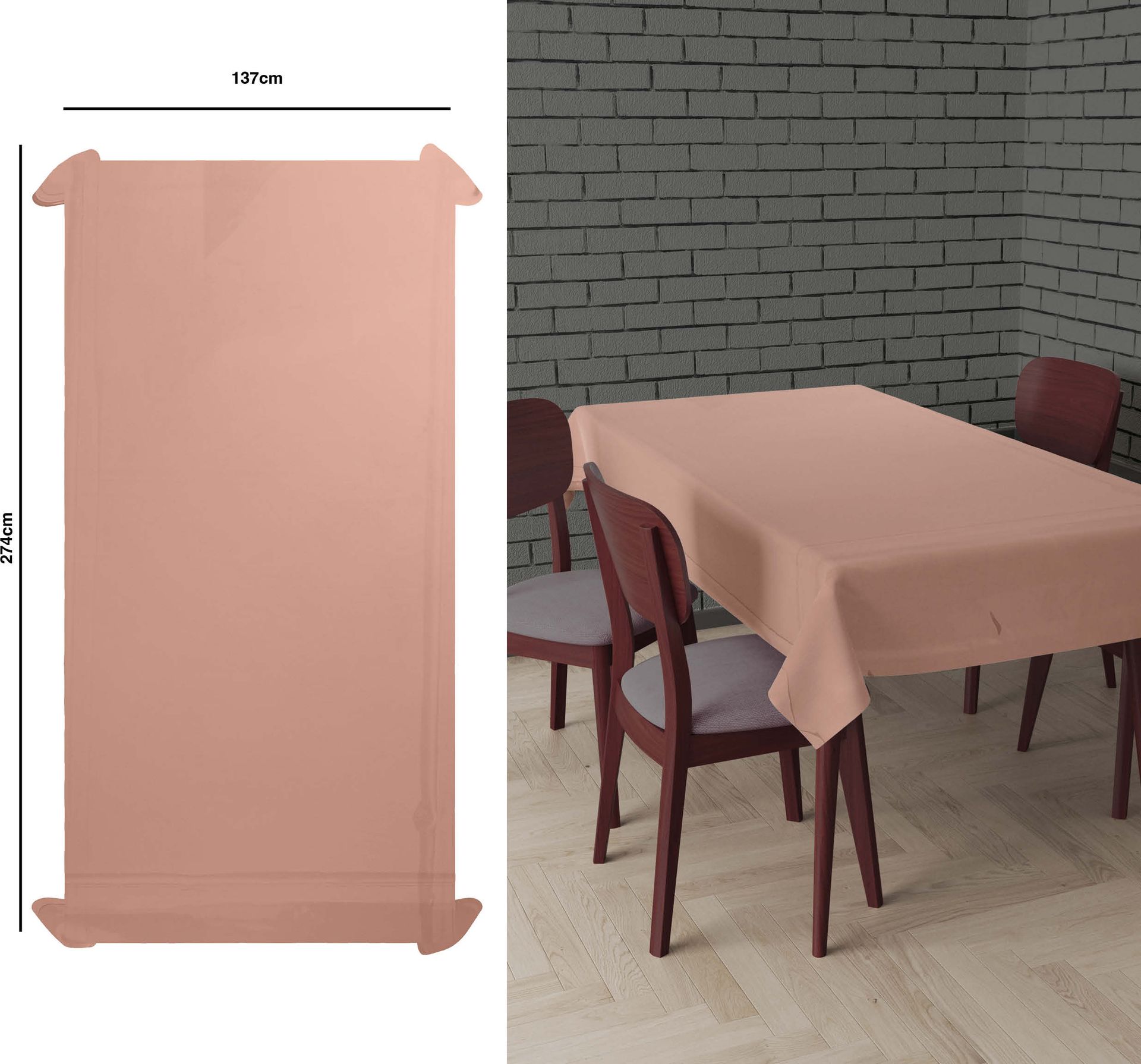 Tafelkleed roségoud metallic 137 x 274 cm