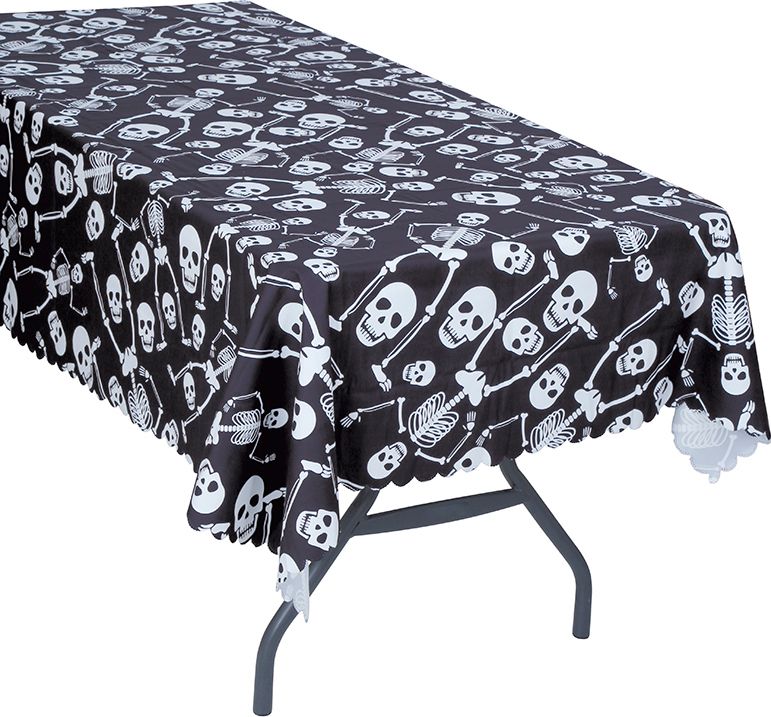 Tafelkleed skeletten zwart 177 x 134 cm halloween