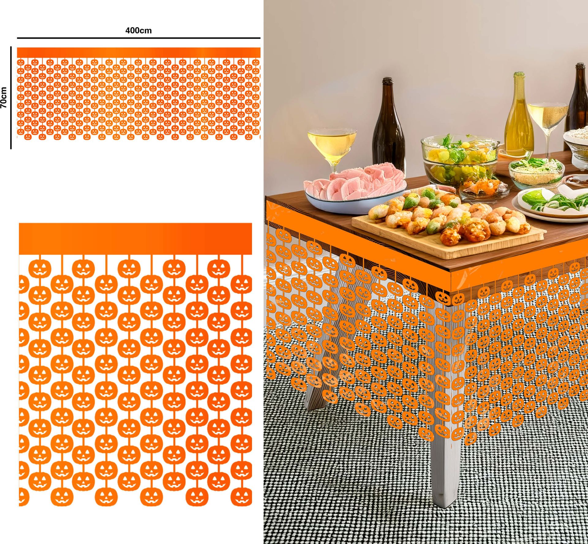 Tafelrok metallic pompoen 400 x 70 cm halloween