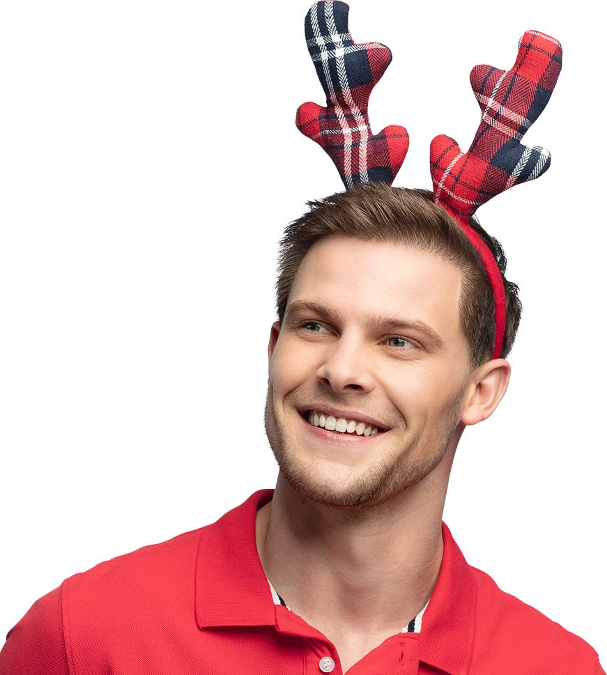 Tartan Rendier Diadeem Kerst