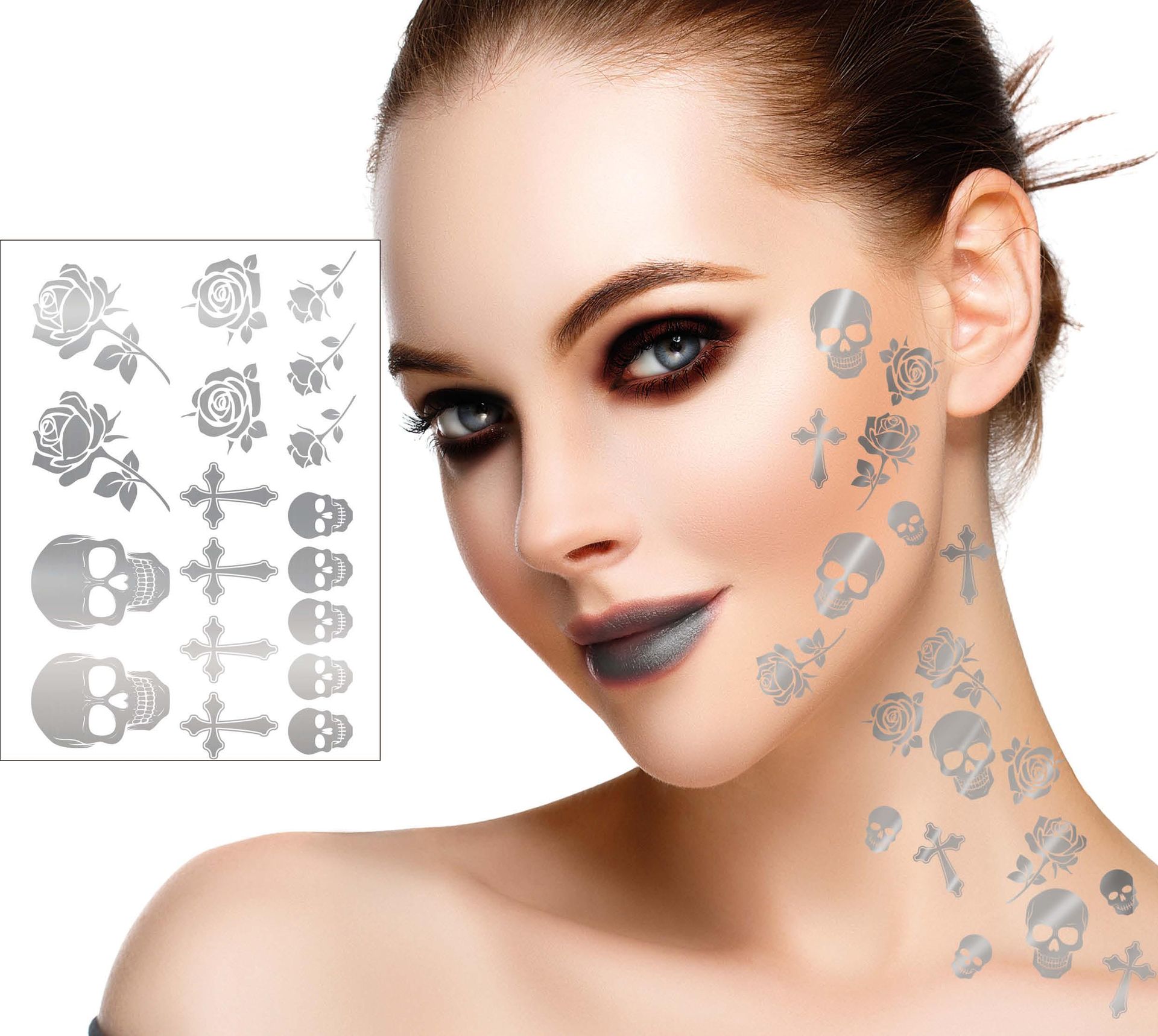 Tattoos rozen schedels zilver halloween