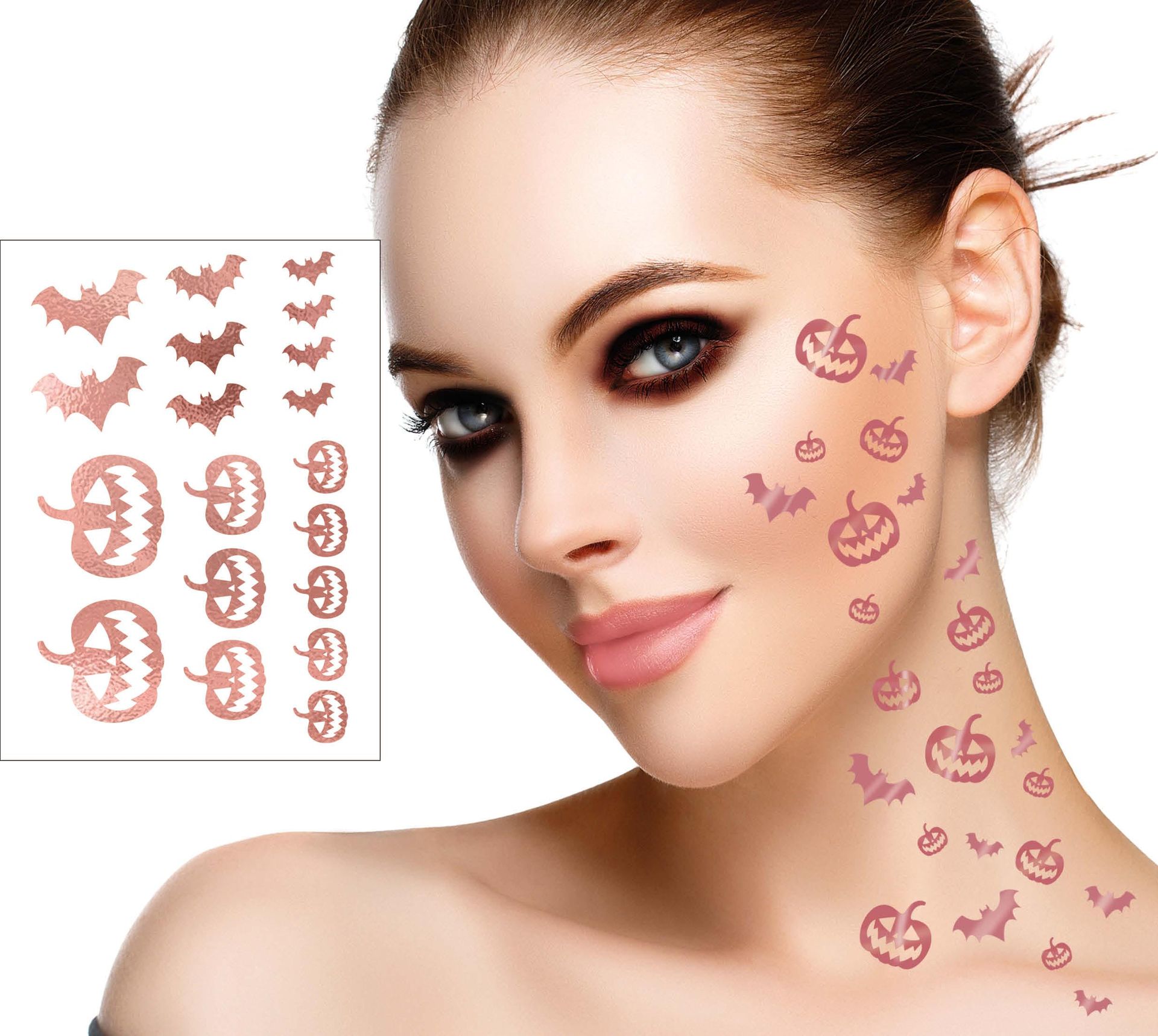Tattoos vleermuis pompoen goud roze halloween