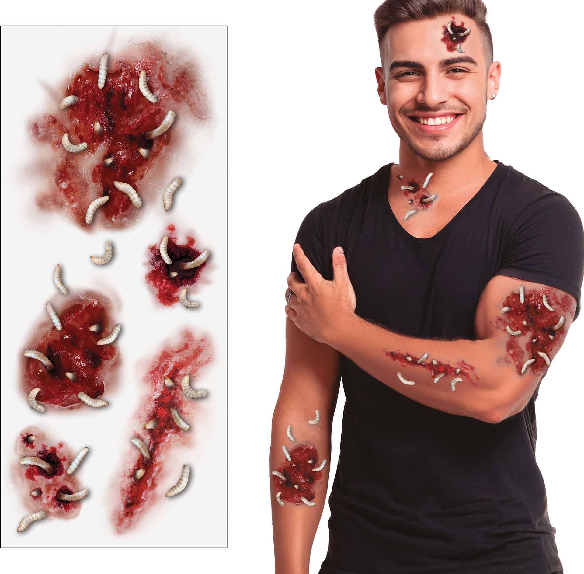 Tattoos wonden met maden halloween