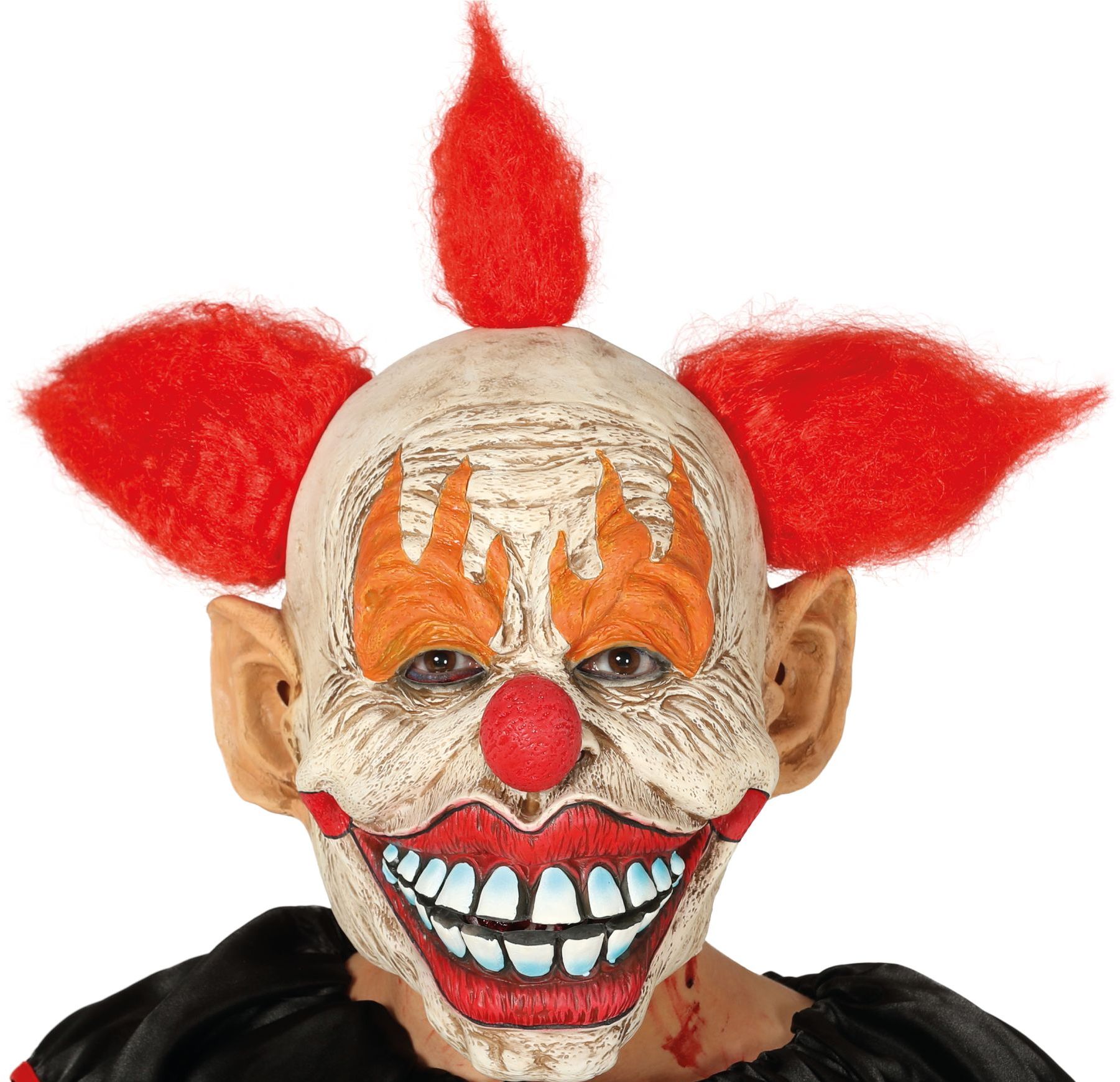 Terror clown masker met haar