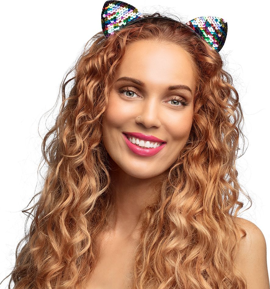 Tiara Pailletten Regenboog Kat