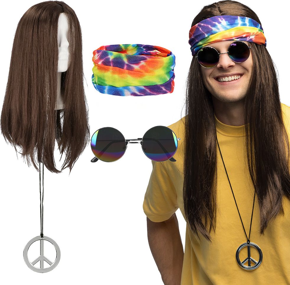 Tie Dye Hippie 60's Accessoireset 4-Delig