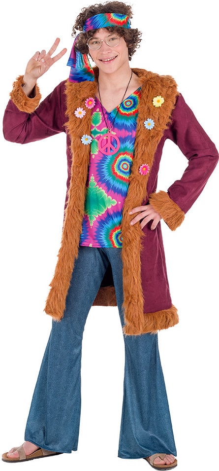 Tie Dye Hippie Kostuum Heren met Jas
