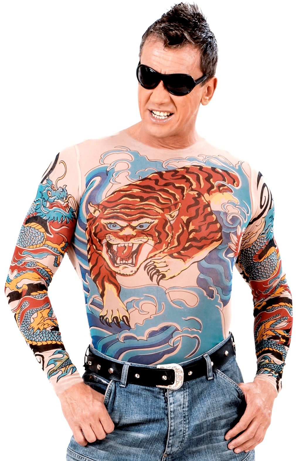 Tijger en draken tattoo shirt heren