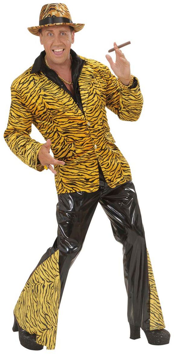 Zwarte tijger print vinyl broek | Feestkleding.nl