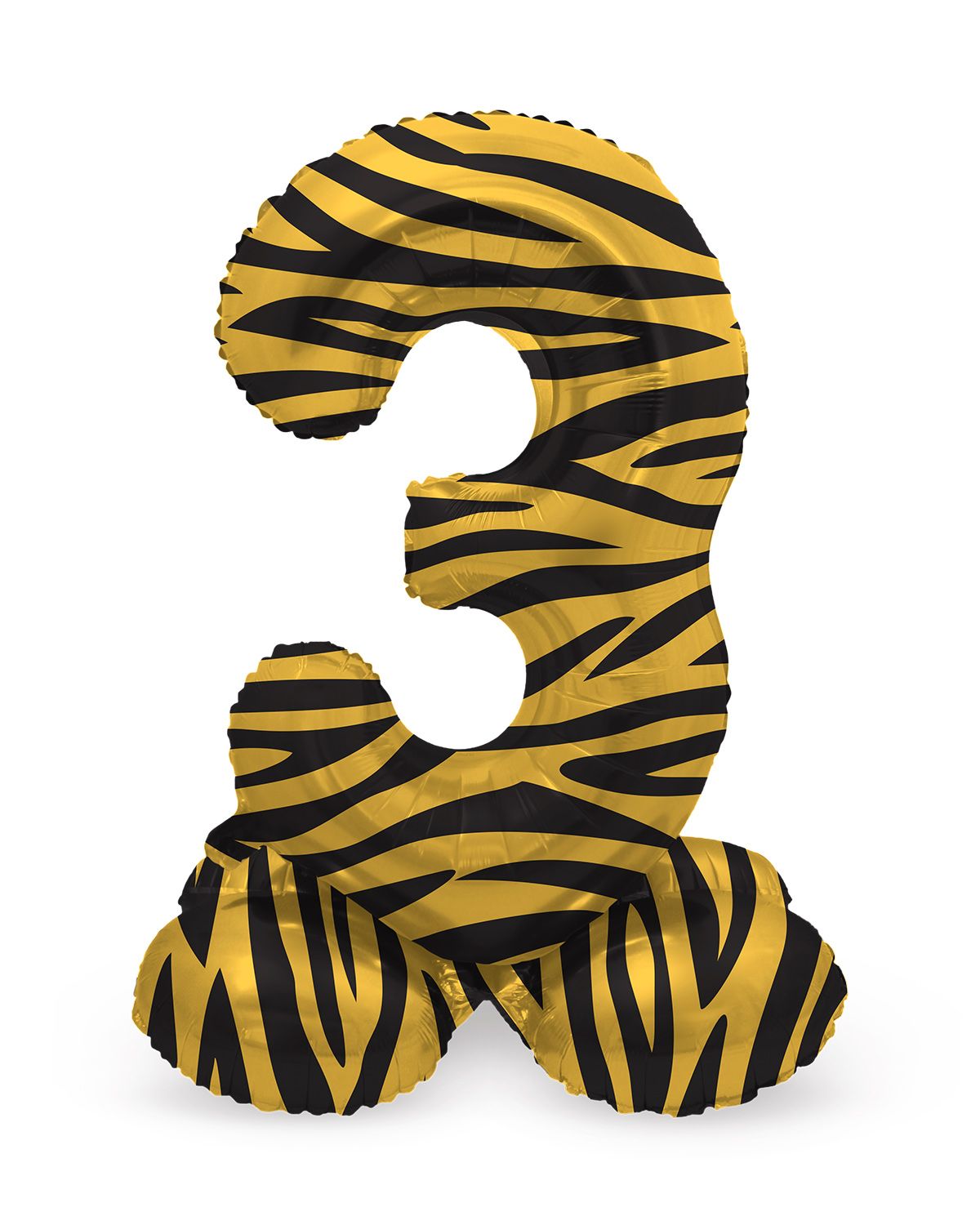 Tijger print cijfer 3 staande folieballon