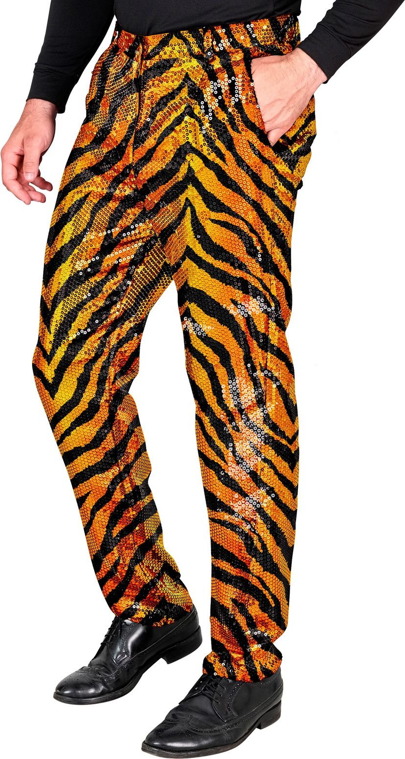 Tijgerprint pailletten broek