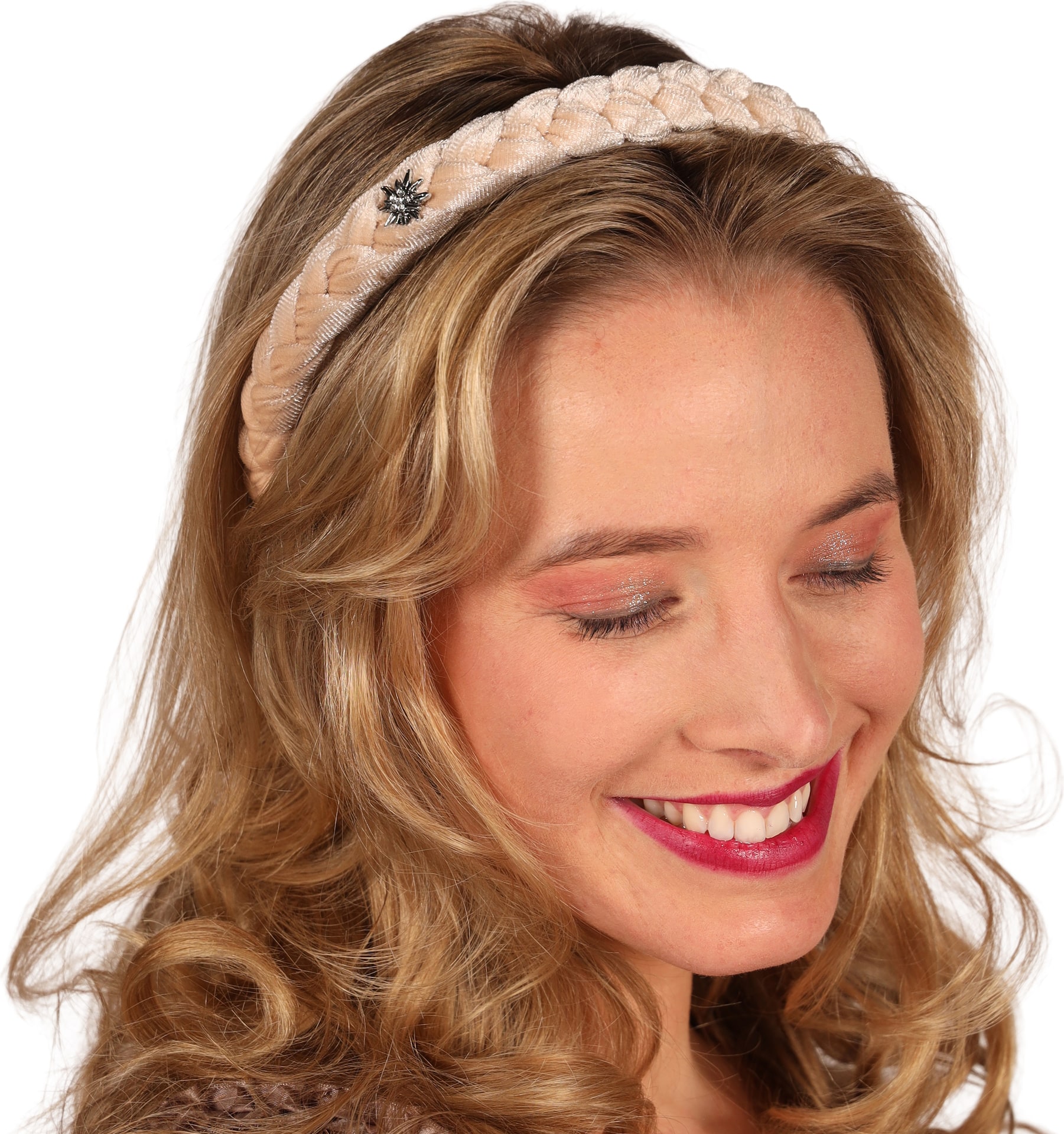 Tiroler Haarband Beige Gevlochten Edelweiss Oktoberfest