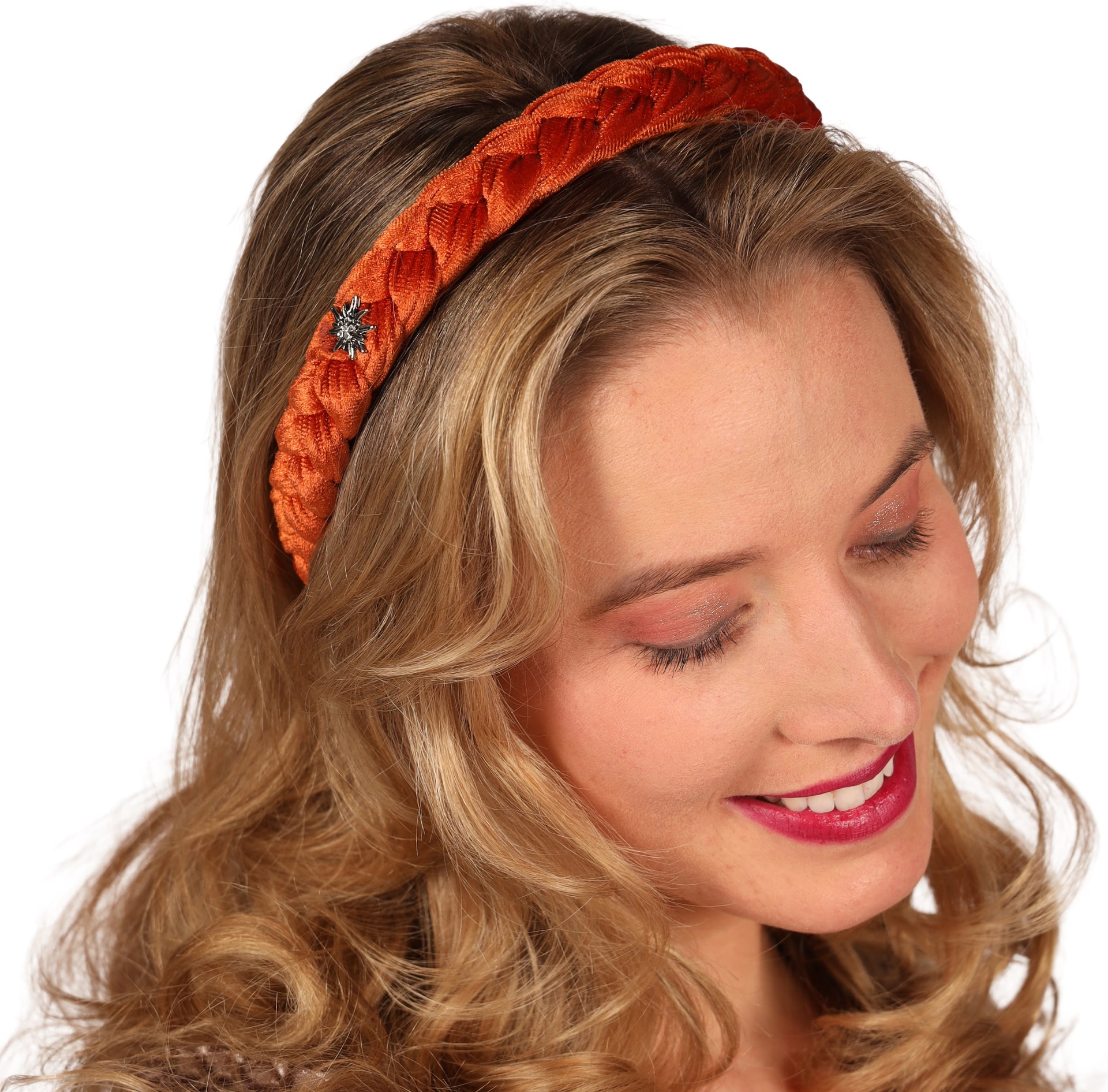 Tiroler Haarband Oranje Gevlochten Edelweiss Oktoberfest