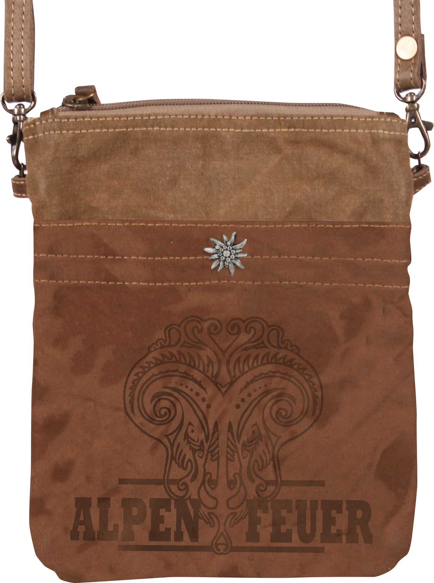Tiroler Schoudertasje Bruin Vintage Look Oktoberfest