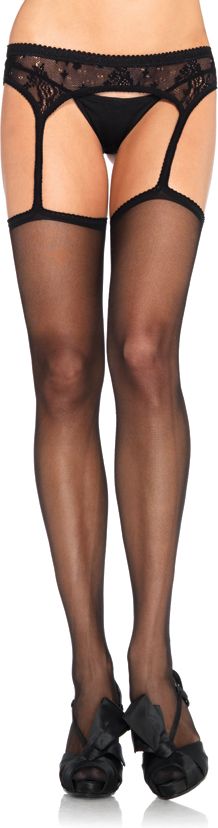 Transparante panty met aangehechte jarretelgordel