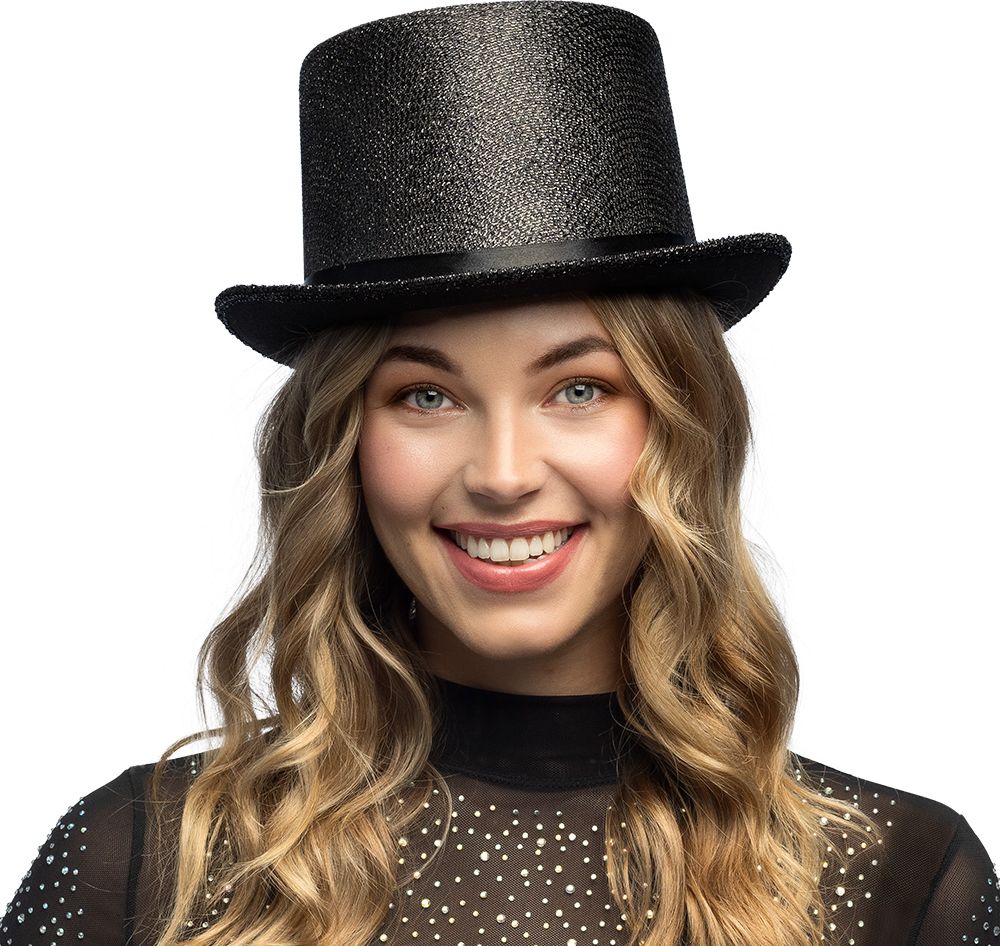 Trendy Glimmende Zwarte Hoge Hoed
