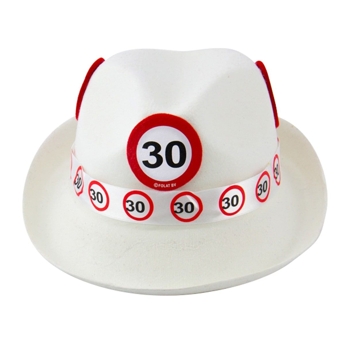 Trilby hoed 30 jaar verkeersbord wit