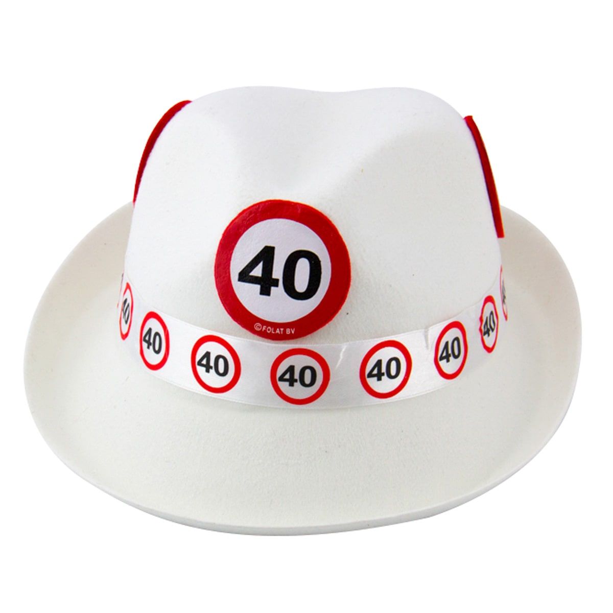 Trilby hoed 40 jaar verkeersbord wit