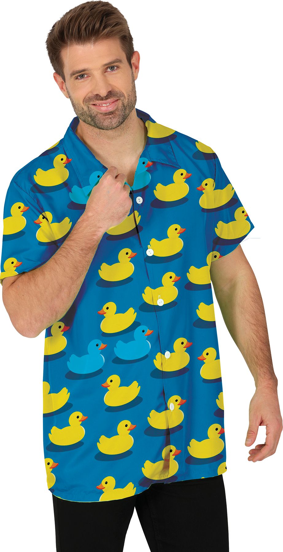 Tropisch Blauw Eendjes Overhemd heren