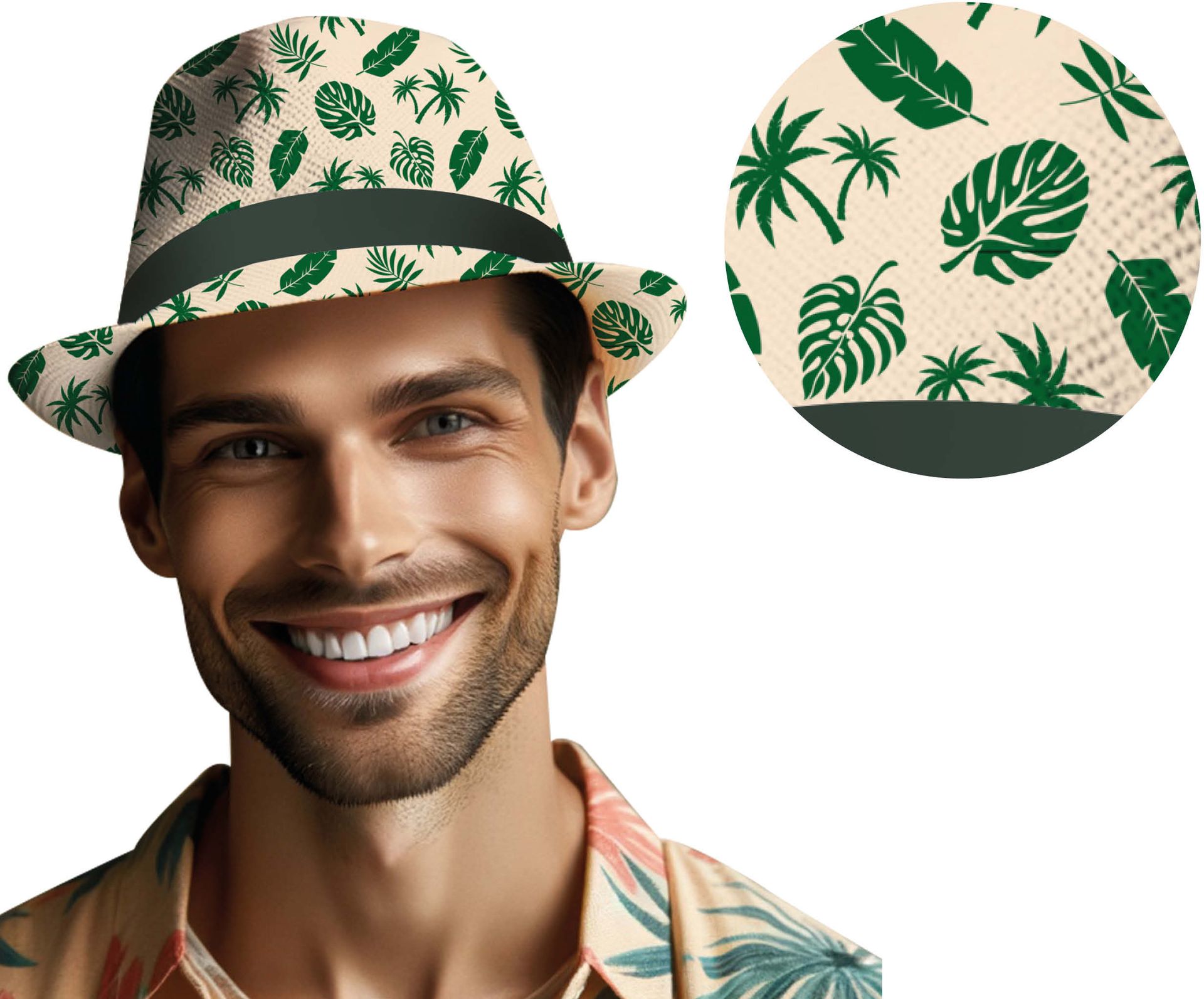 Tropische Zomerhoed Groene Bladeren Volwassenen