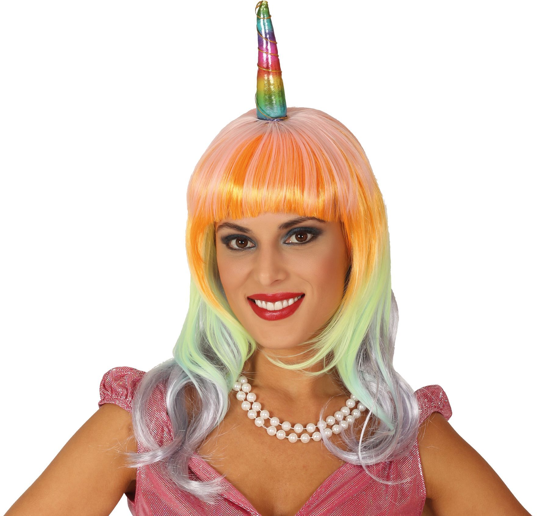 Unicorn pruik met hoorn