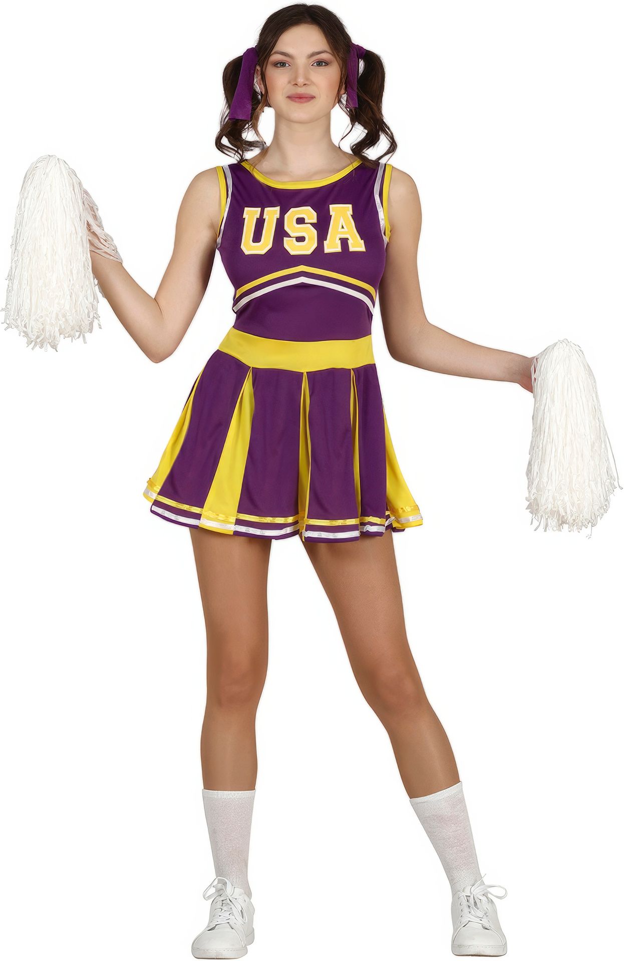USA Cheerleader Outfit Meisjes Paars Geel 14-16 Jaar