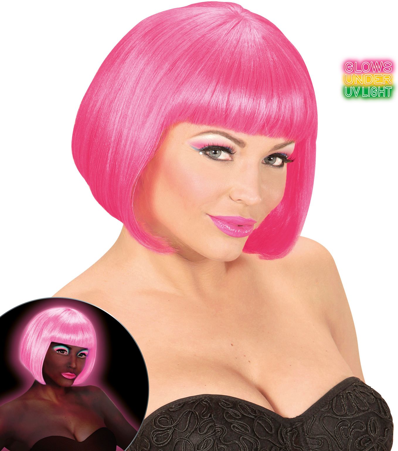 Valentijn pruik neon roze