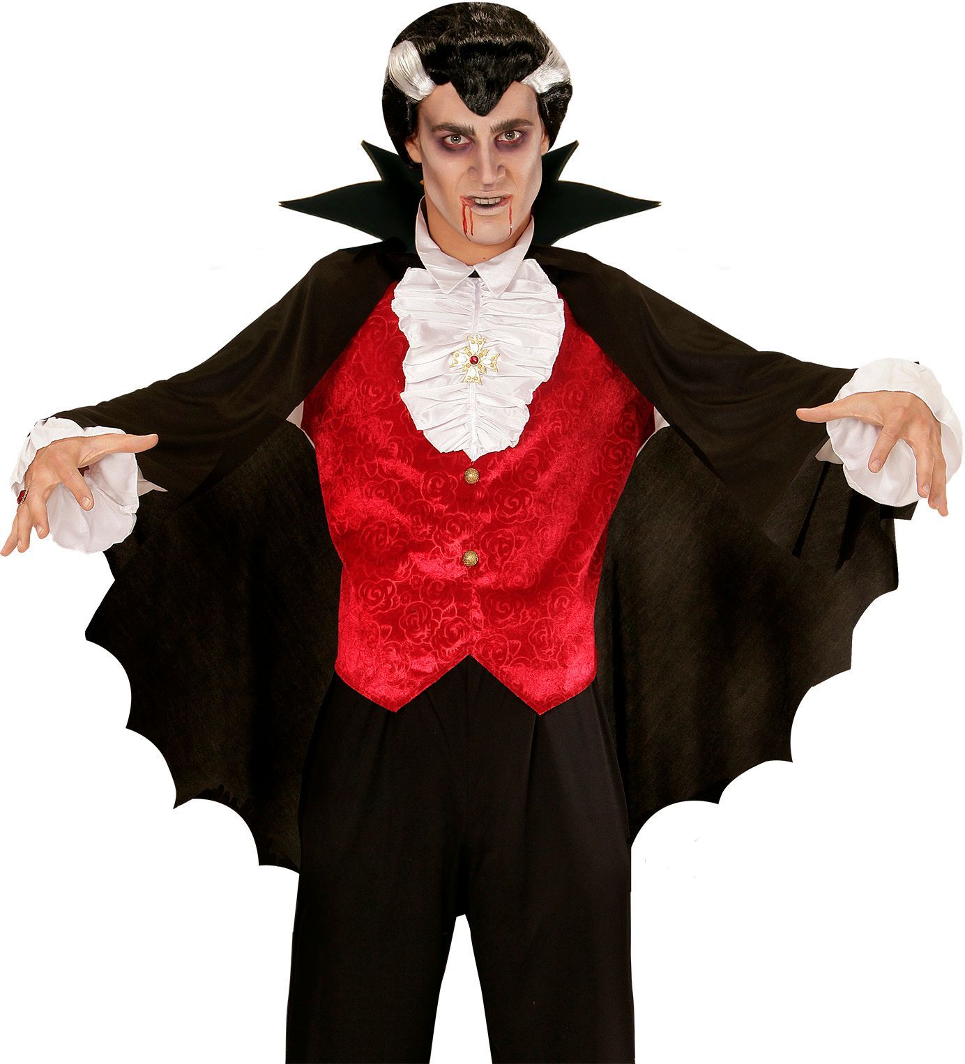 Vampier cape met kraag zwart