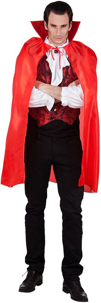 Vampier cape rood met opstaande kraag