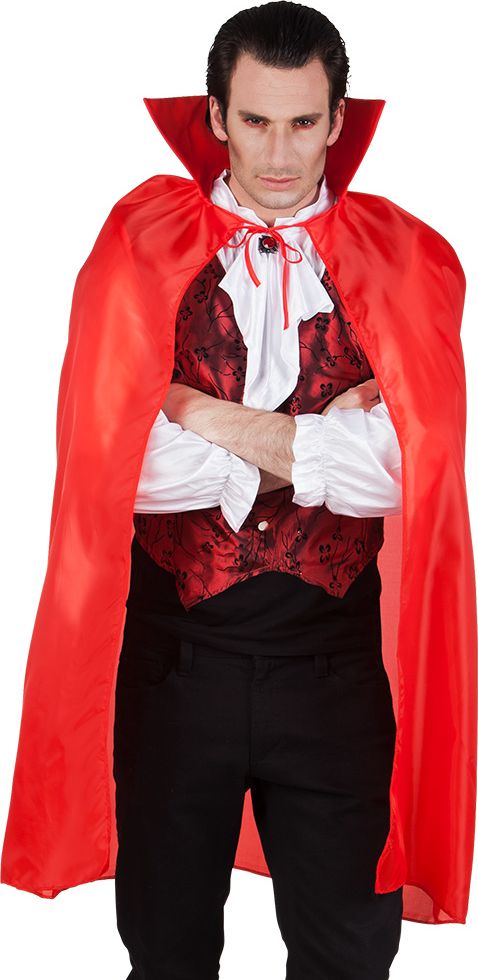 Vampier cape rood met opstaande kraag