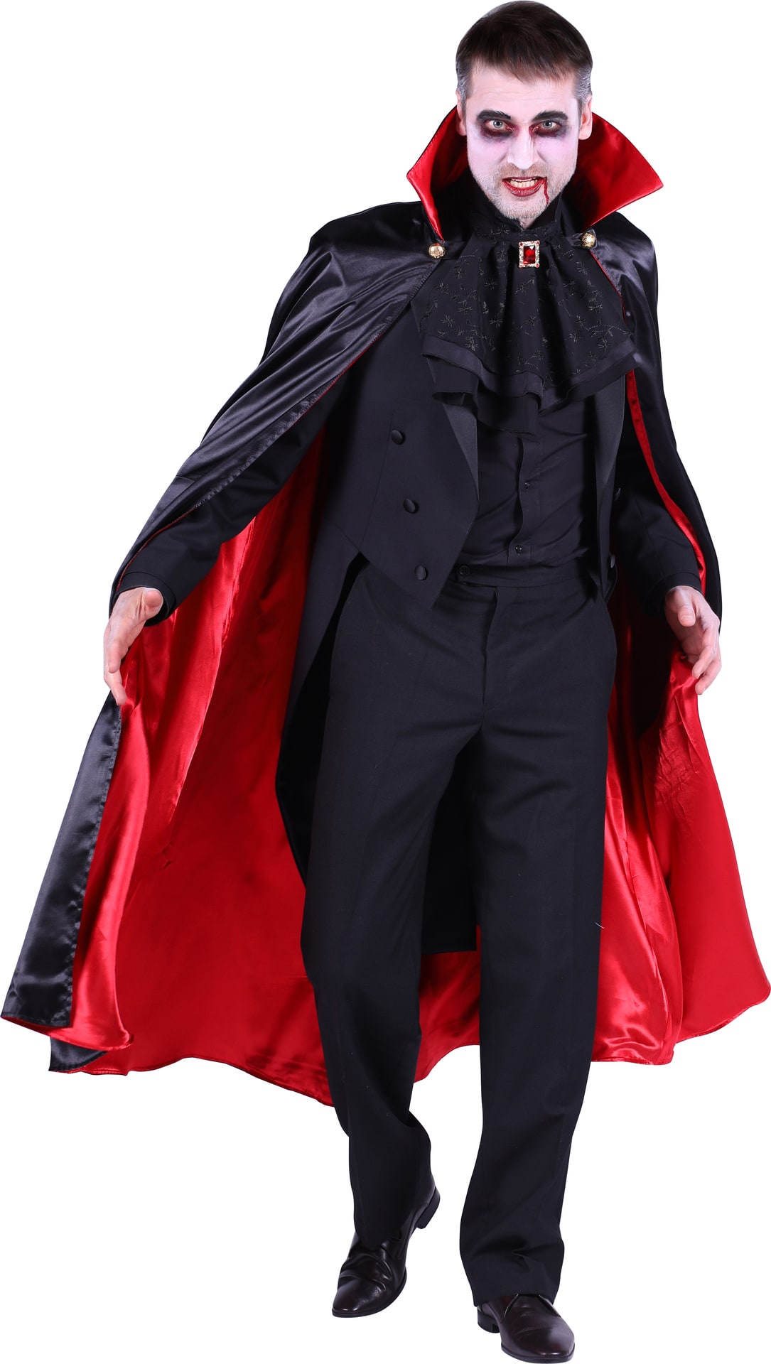 Vampier Cape Zwart Rood 135 cm Satijn Halloween