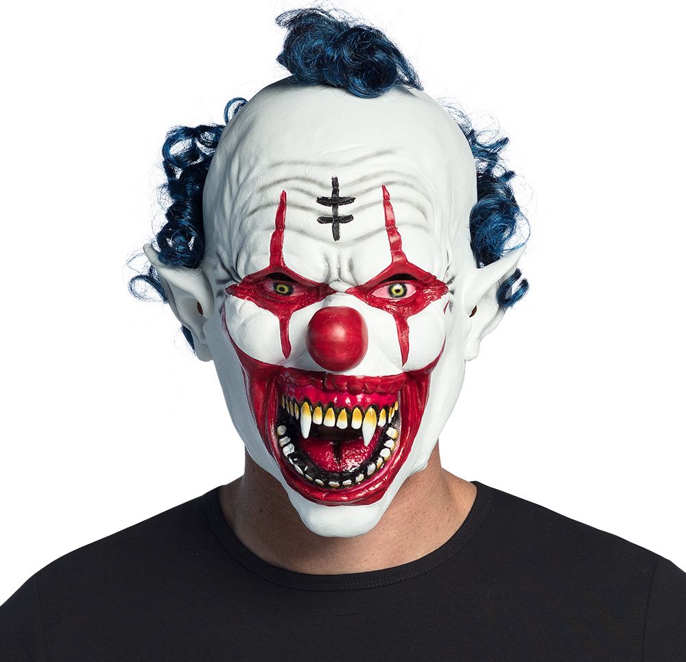 Vampier Clown Latex Hoofdmasker met haar halloween