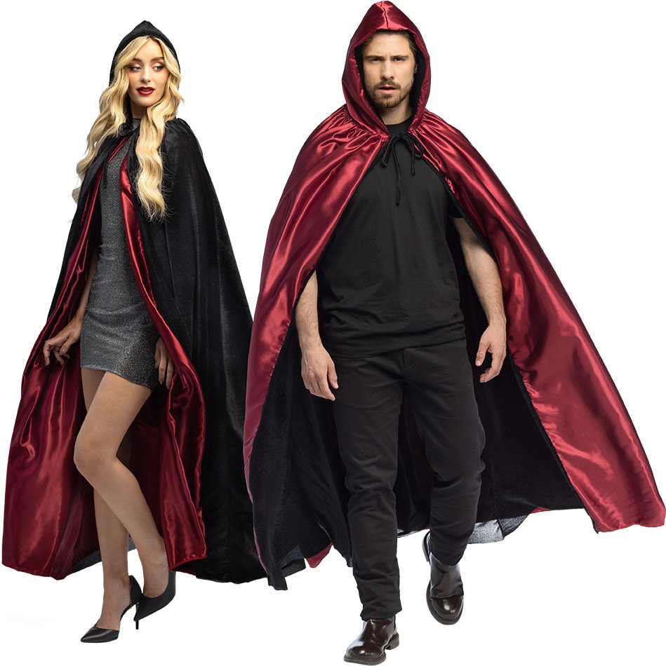 Vampieren Cape Halloween Zwart Rood