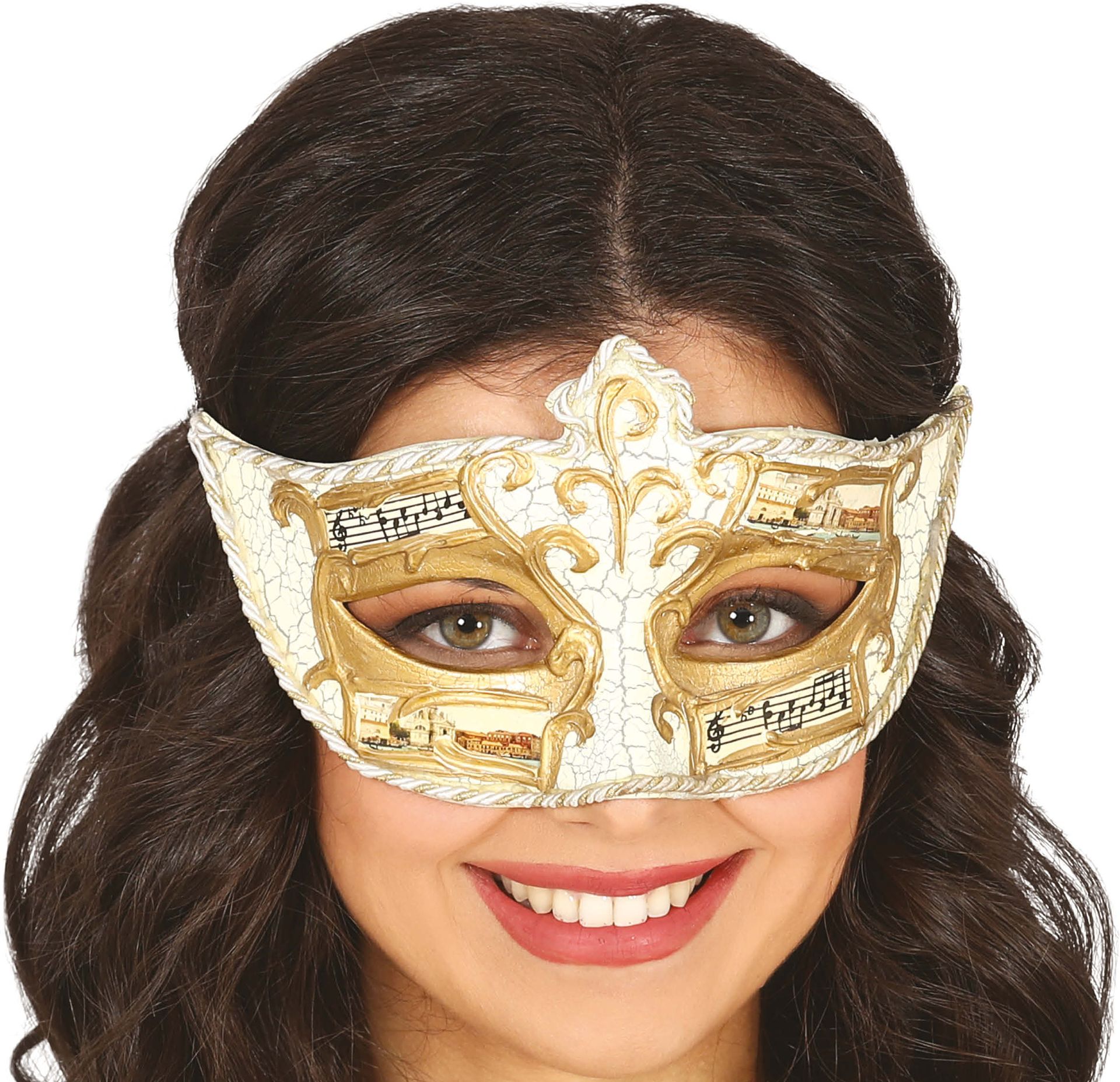 Venetiaans Carnaval Muziek Oogmasker Goud Wit