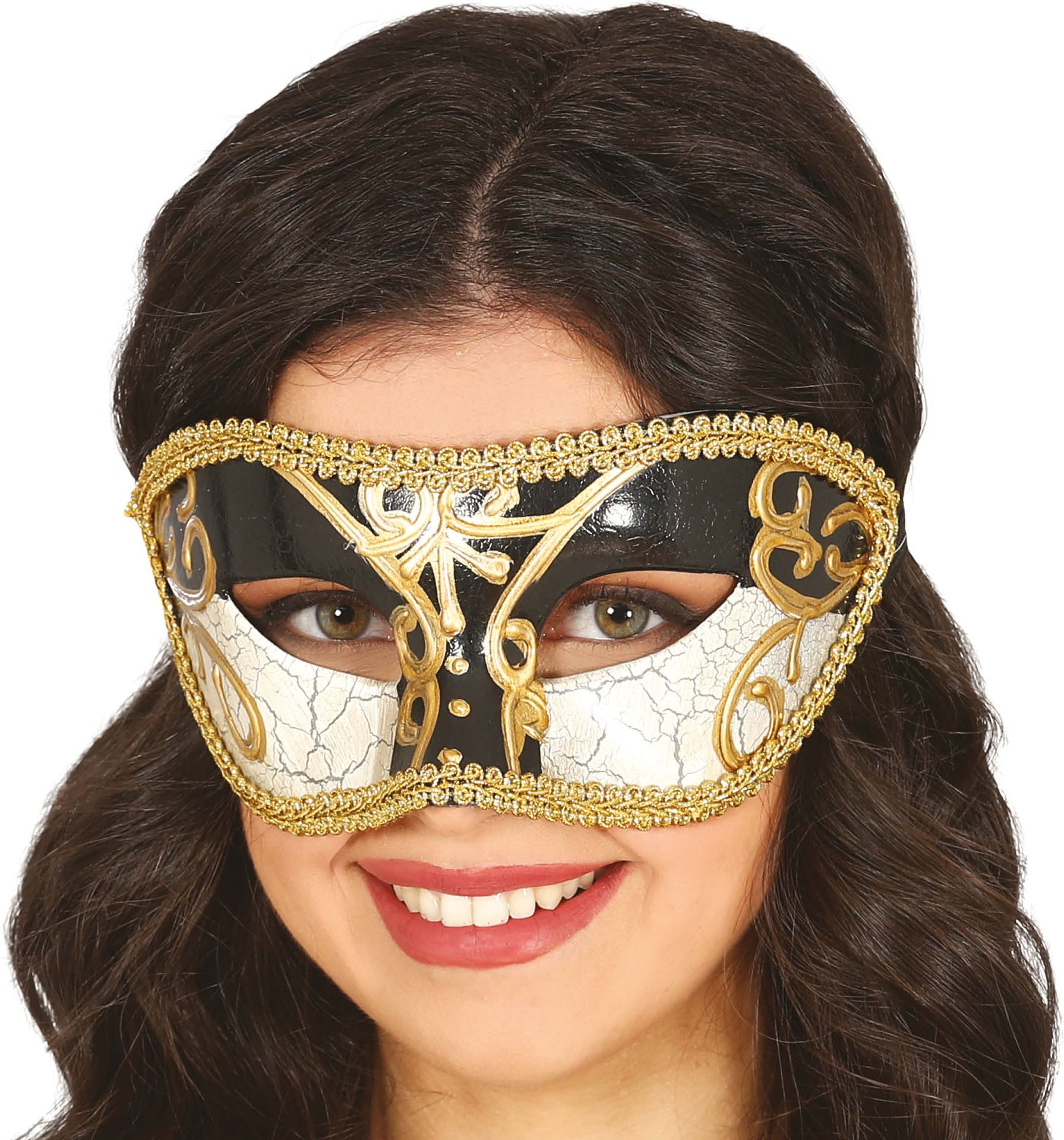 Venetiaans Carnaval Oogmasker Zwart Wit Goud
