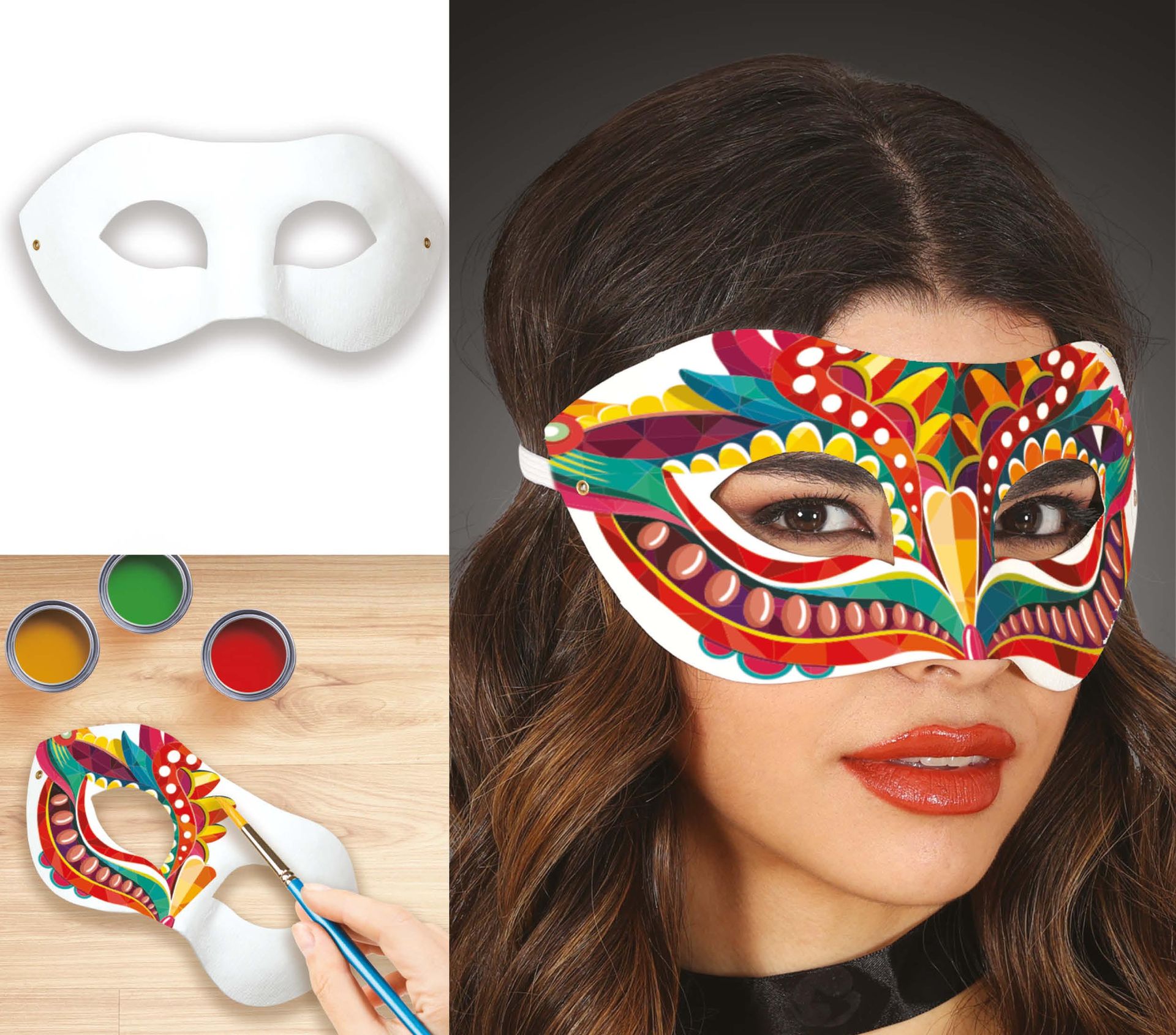 Venetiaans Oogmasker Beschilderbaar Wit
