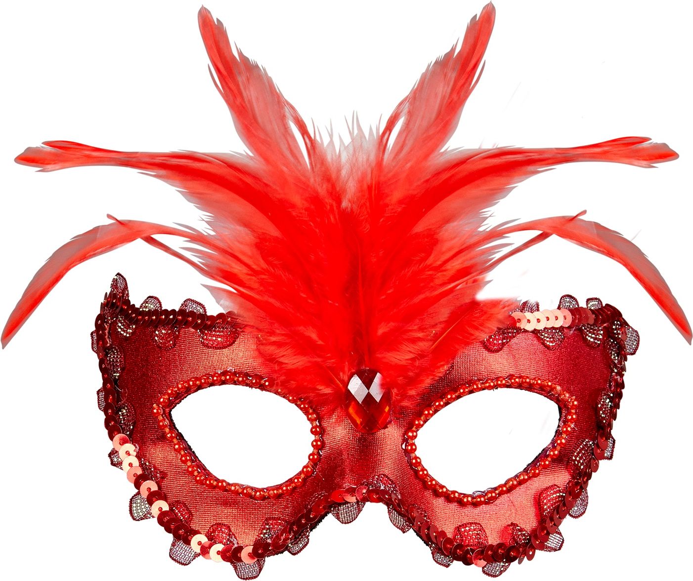 Venetiaans oogmasker met veren rood