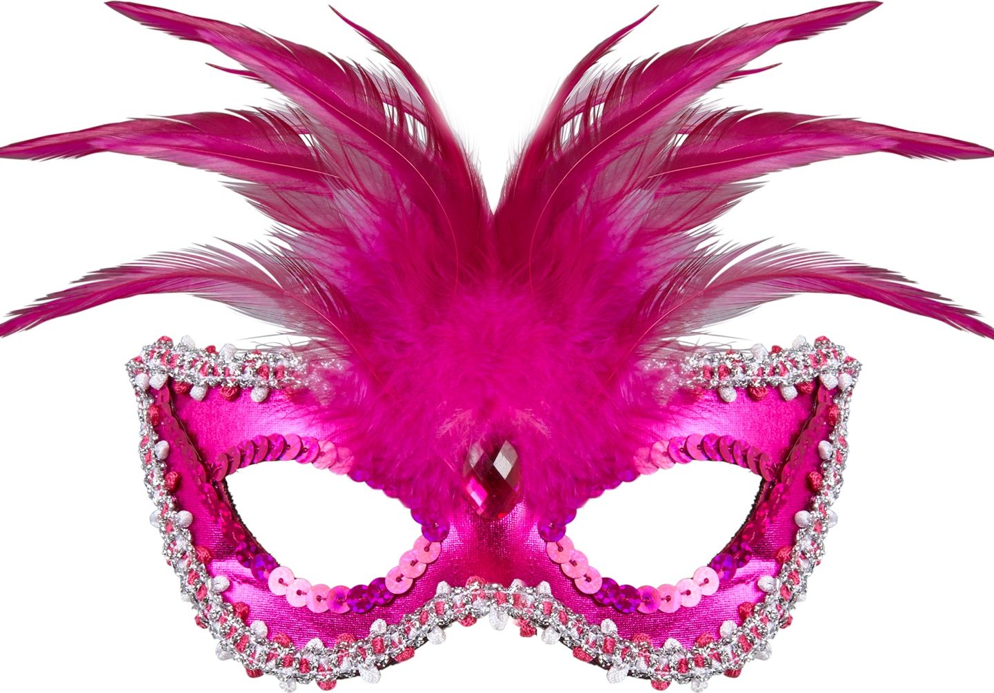 Venetiaans oogmasker met veren roze