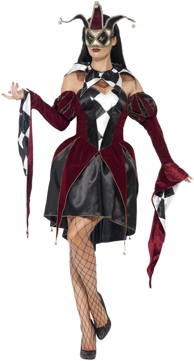 Venetiaanse harlequin vrouwen outfit