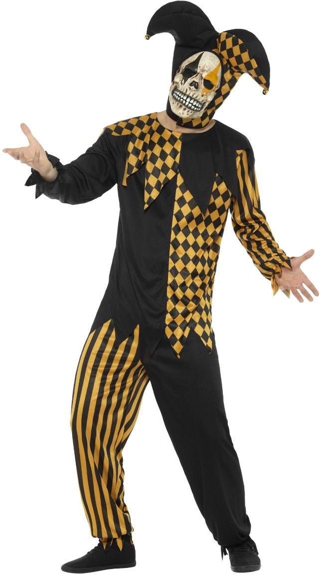 Venetiaanse narren kostuum zwart goud
