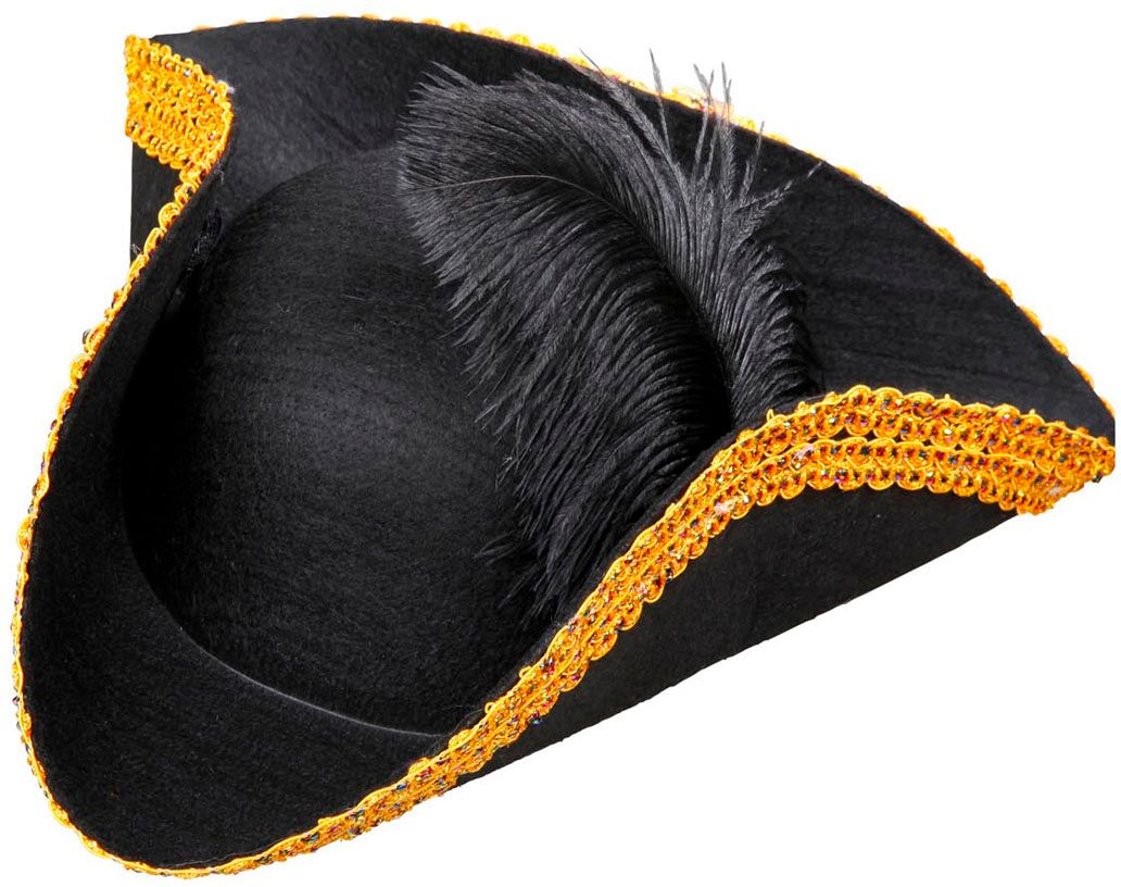 Venetiaanse tricorn hoed met gouden rand