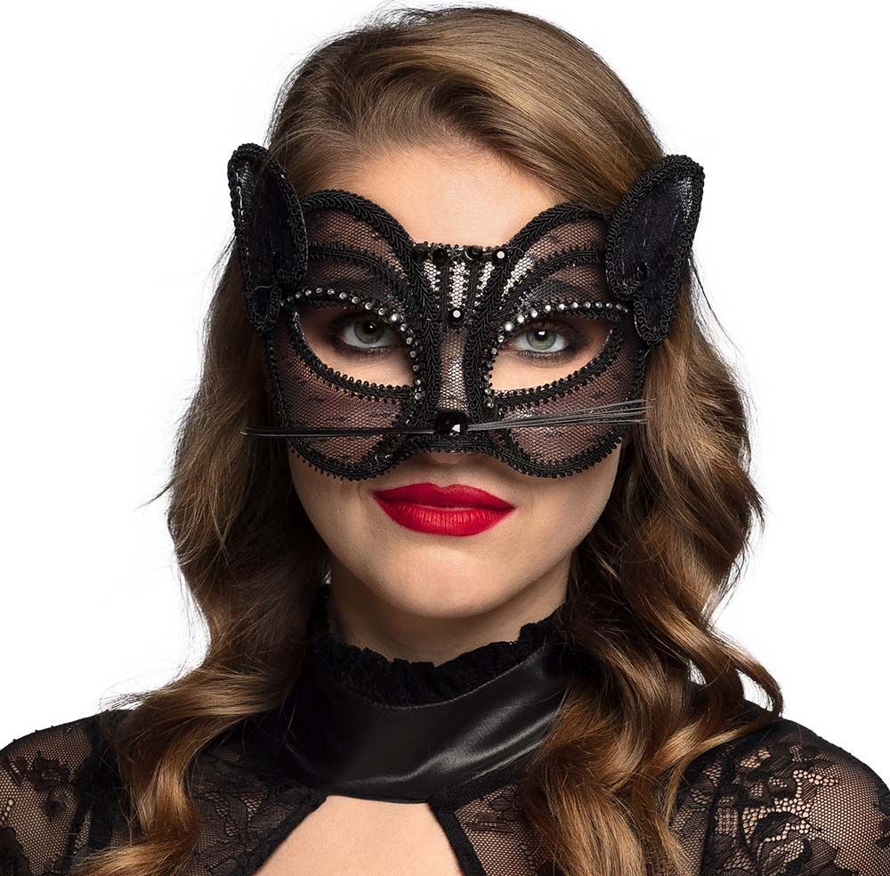 Venice oogmasker zwarte kat