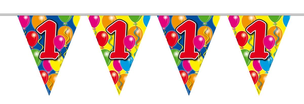 Verjaardag 1 jaar balloons vlaggenlijn 10 meter