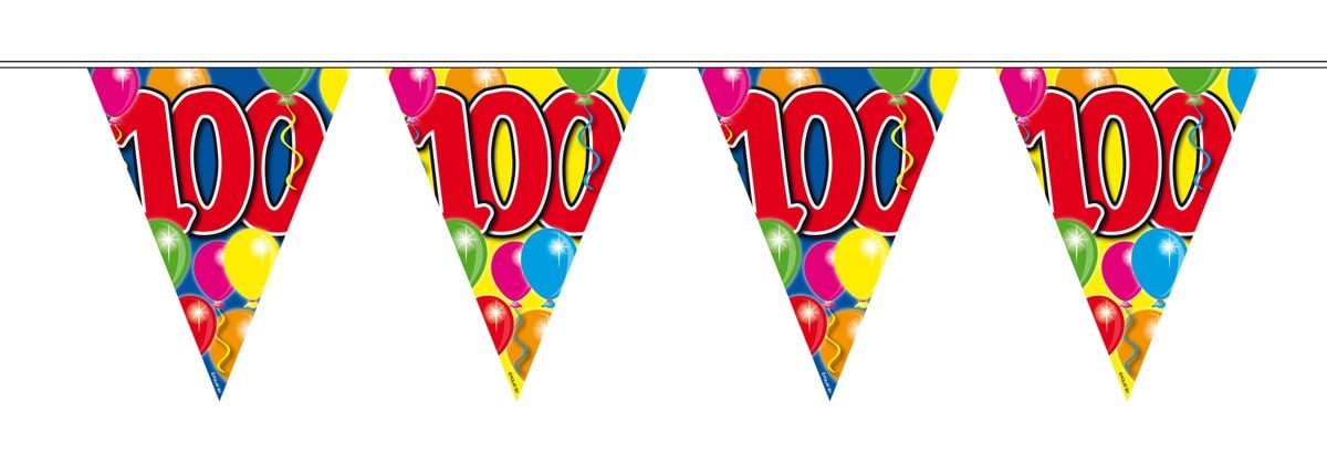 Verjaardag 100 jaar balloons vlaggenlijn 10 meter