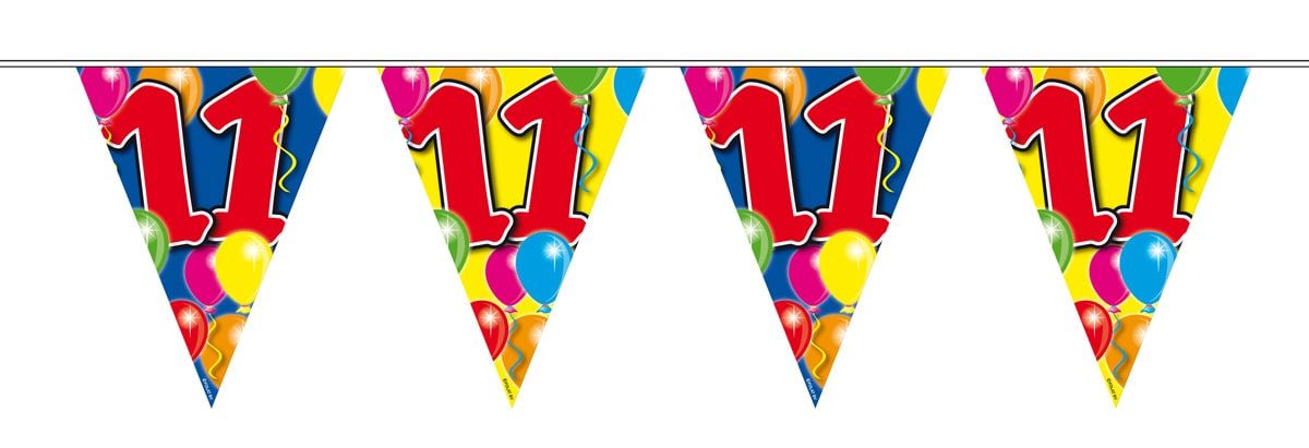 Verjaardag 11 jaar balloons vlaggenlijn 10 meter