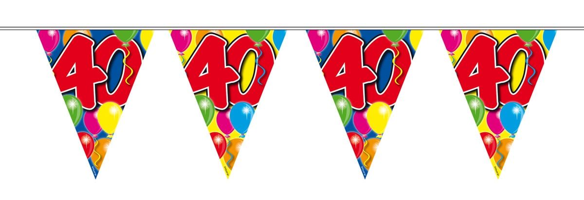 Verjaardag 40 jaar balloons vlaggenlijn 10 meter