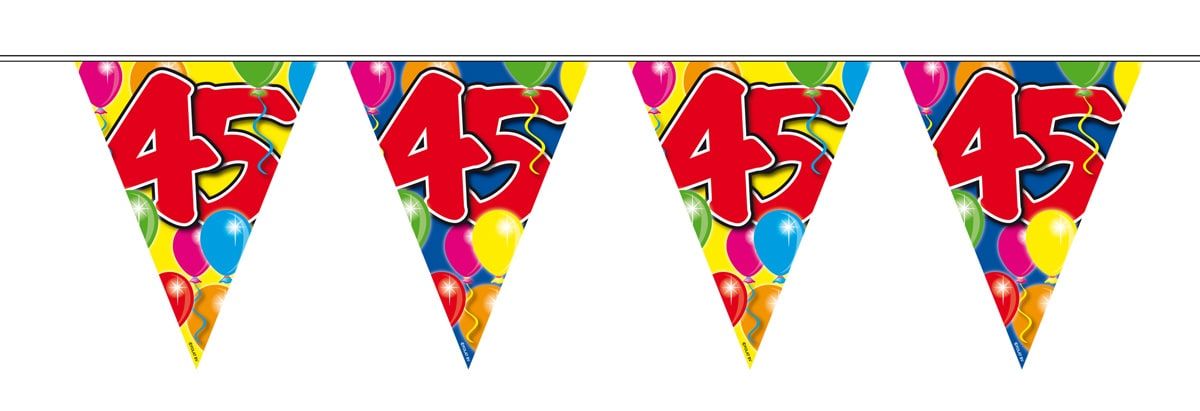 Verjaardag 45 jaar balloons vlaggenlijn 10 meter